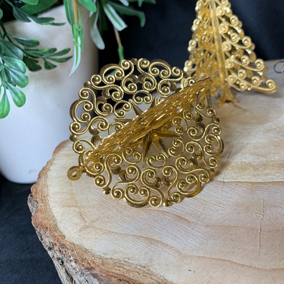 SET OF 9 VTG gold tone metal filagree ECKARTINA Christmas ornaments West Germany - Picture 11 of 17